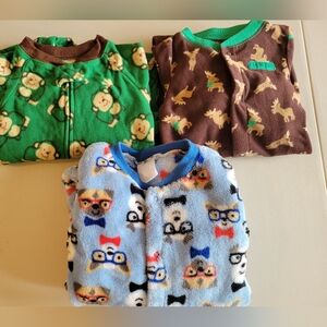 Infant boy's Animal Themed Footie pajamas bundle 6-9 months